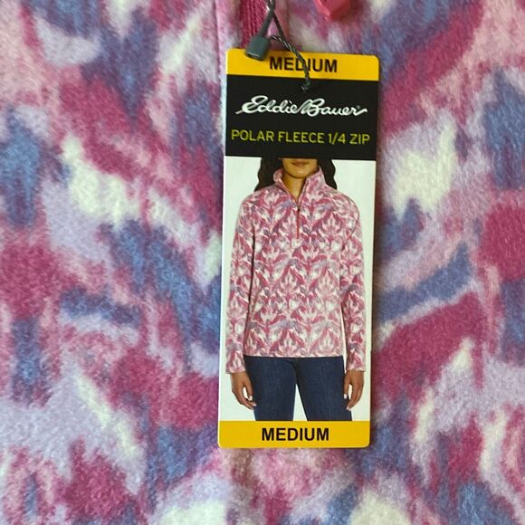 EDDIE BAUER Women Size M Pink Abstract 1/4 Zip Polar Fleece Pullover NWT - Picture 3 of 7